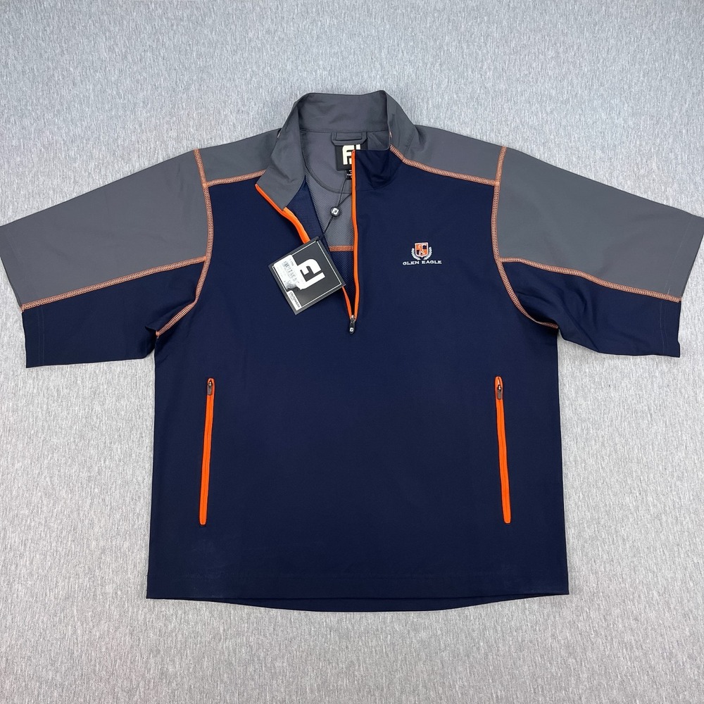FootJoy Sport Wind Shirt Mens M Short Sleeve Navy GLEN EAGLE Course Branding NEW